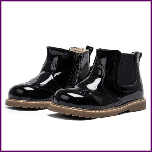 Vintage Leather Embroidered Toddler Girls Boots Mid Calf Water Resistant - Picture 2 of 8